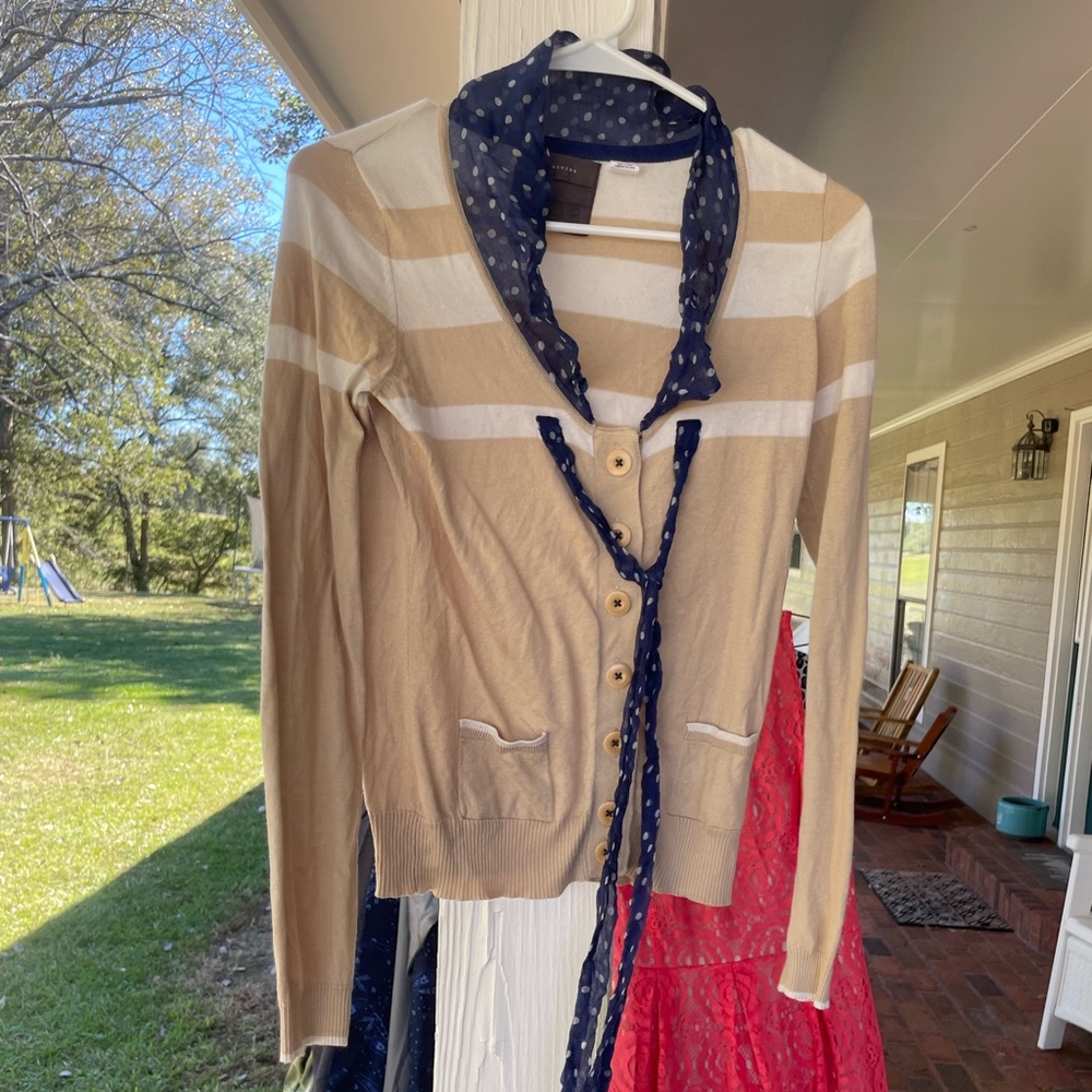 Anthropologie Scarf Sweater Button up Cardigan
